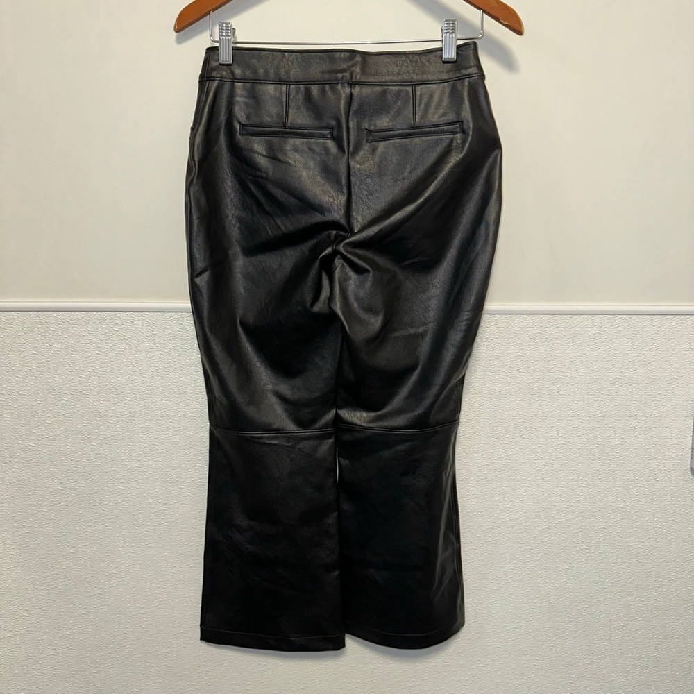 Spanx Pants Womens M Black Faux Leather Flare Leg Pull On Lined Stretch Shaping - Picture 9 of 16
